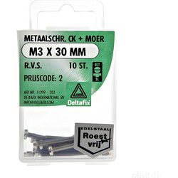 M.schroef moer ck m3x30mm rvs 10st