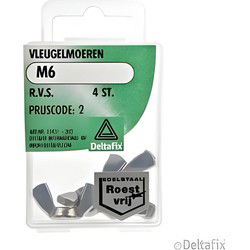 Vleugelmoer m6 rvs 4st