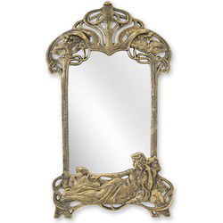 A CAST IRON ART NOUVEAU TABLE MIRROR