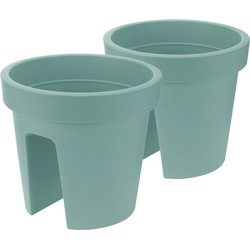 Set van 3x stuks balkon plantenpotten/bloempotten mint groen 28 x 25 cm van kunststof - Plantenpotten