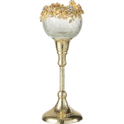 J-line - Theelichthouder Viane Metaal/glas Goud/transparant Small - 8x5.7x23cm