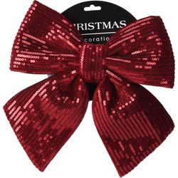 Strik pailletten 25 cm bordeaux kerstversiering