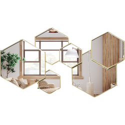 MISOU Wandspiegel Hexagon - Goud - Spiegel - 61,5x38cm - Wanddecoratie - Ronde Spiegel - Miroir Mural