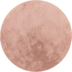 Geen merk TAMMY - Vloerkleed Ø120 cm -  imitatiebont - Pale Mauve - roze - Dutch Decor Limited Collection