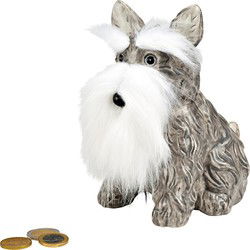 Spaarpot hond van keramiek grijs (B/H/D) 16x17x10cm