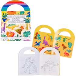 Decopatent® Uitdeelcadeaus 48 STUKS Dinosaurus Kleurboekjes met Stickers - Traktatie Uitdeelcadeautjes voor kinderen - Klein Speelgoed