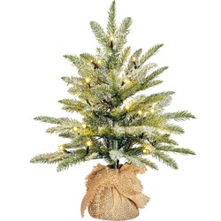 Black Box Trees Brewer Kunstkerstboom in Jute met LED verlichting - H45 x Ø36 cm - Frosted Green