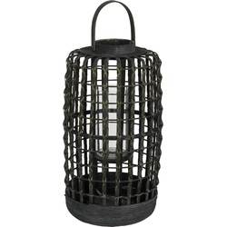 J-line - Wndlicht Lantaarn Bamboo Zwart Small - 25x25x48cm