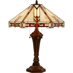 LumiLamp Tiffany Tafellamp  75 cm Beige Glas Tiffany Bureaulamp