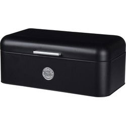 Broodtrommel - zwart - 2,5 liter - 42 x 22 x 16 cm - metaal - lunchbox - Broodtrommels