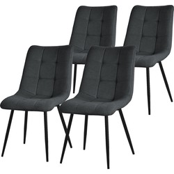 Eetkamerstoelen set van 4 antraciet Keukenstoel met polyester hoes en stalen poten ML design