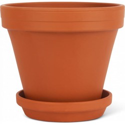 Terracotta Bloempot met Schotel - Oranje - Ø 20 cm - Hoogte: 17,5 cm