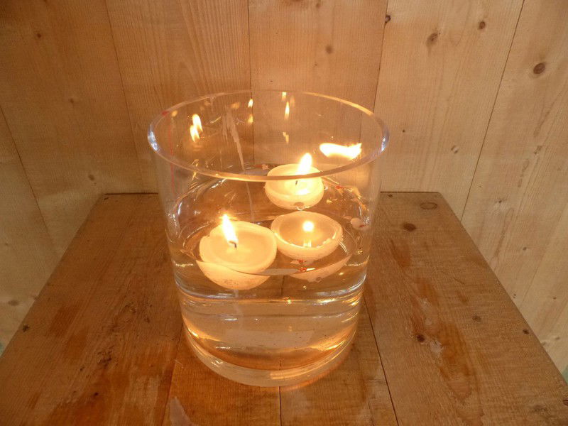 Drijfkaarsen 3 stuks Cadeau set wit in hoge cilder vaas I - 