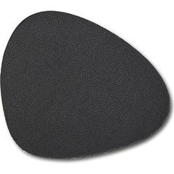 Zeller onderzetters lederlook - zwart - 6x - 12 x 10 cm - Glazenonderzetters