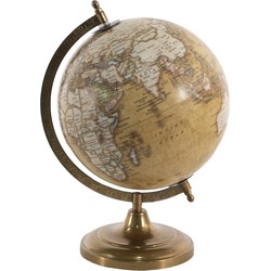 Clayre & Eef Wereldbol  22x30 cm Geel Bruin Hout Metaal Globe