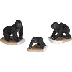 Gorilla family 3 stuks - l6xb5xh5,5cm - Luville