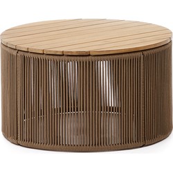 Kave Home - Salontafel Dandara van staal, beige touw en massief acaciahout Ø70 cm. FSC 100%