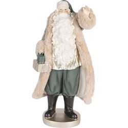 Clayre & Eef Kerstdecoratie Beeld Kerstman 20x15x42 cm Beige Kunststof