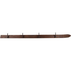 Clayre & Eef Wandkapstok 4 Haken Ski 170x8x12 cm Bruin Hout Metaal