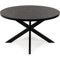 Stalux Ronde eettafel 'Daan' 120cm, kleur zwart / zwart marmer