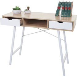 Cosmo Casa  Console tafel - Bijzettafel - 3D - Structuur 100x40cm - Natuurlijk - Bruin - Wit
