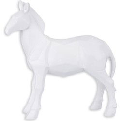 A RESIN POLYGONAL FIGURINE OF A HORSE, WHITE