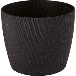 Form Plastic Plantenpot/bloempot Waves - kunststof - zwart - D23 x H20 cm - Plantenpotten