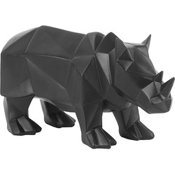 Ornament Origami Rhino - Polyresin Mat Zwart - 29,5x11,6x14,5cm