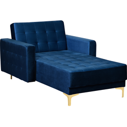 Beliani ABERDEEN - Chaise longue-Blauw-Fluweel