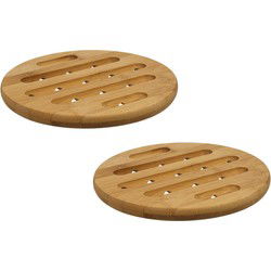Secret de Gourmet pannen onderzetter - 2x - D18 cm - bamboe - Panonderzetters