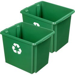 Sunware opslagbox - 2x - kunststof - 45L - groen - 45 x 36 x 36 cm - Opbergbox