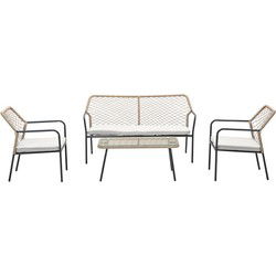Turin loungeset - 4-delig-rope taupe-mystic grey -light teak vironwood