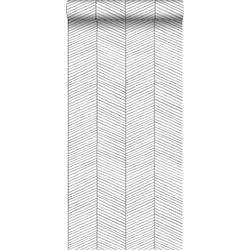 ESTAhome behang visgraat-motief zwart wit