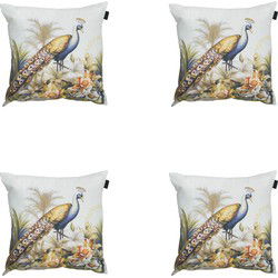 Madison -  Sierkussen Flore purple - Ca. 50x50 cm - Set van 4