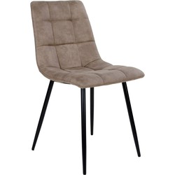Middelfart Dining Chair - Chair in light brown microfiber with black legs - set of 2