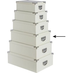 5Five Opbergdoos/box - ivoor wit - L40 x B26.5 x H14 cm - Stevig karton - Crocobox - Opbergbox