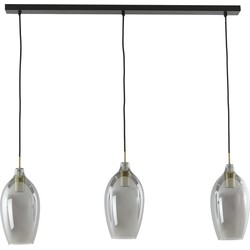 Light&living Hanglamp 3L 100x16,5x32 cm LUKARO antiek brons+glas smoke