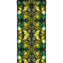 Origin behang kaleidoskoop-motief geel en groen