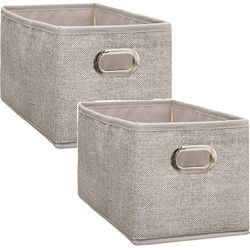 5Five Opbergmand/kastmand - 2x - beige - linnen - 31 x 15 x 15 cm - Opbergmanden