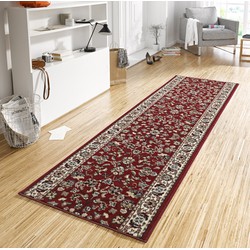 Loper laagpolig Vintage / Klassiek - Designer Velours - Rood - 80x400 cm