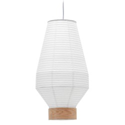 Kave Home - Lampenkap Hila voor plafondlamp van wit papier en natuurlijk houtfineer Ø 30 cm