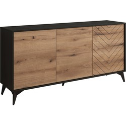 Meubella Dressoir Dolores - Eiken - Zwart - 154 cm