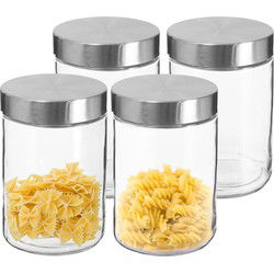 Secret de Gourmet Voorraadbus/voorraadpot - 4x - 1,2L - glas/RVS - Voorraadpot