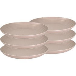 6x stuks rond kunststof borden mokka bruin 25 cm - Dinerborden