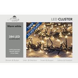 Clusterverlichting knipper functie en timer 384 warm witte leds - Kerstverlichting kerstboom