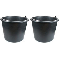Bouwemmer - 2x stuks - 20L - emmer met metalen hengel - huishoudemmer - Emmers