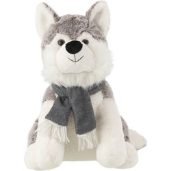 J-line - Husky+scarf Plush Polyester Grey Large - 40x25x35cm