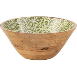 J-line - Kom Patroon Mango Hout Groen/wit Large - 30x30x12cm