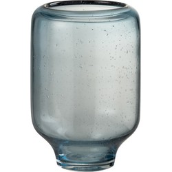  J-Line Vaas Glas Op Voet Luchtbellen Hoog Lichtblauw - Small
