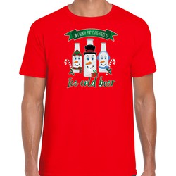 Bellatio Decorations fout kersttrui t-shirt heren - IJskoud bier - rood - Christmas beer M - kerst t-shirts